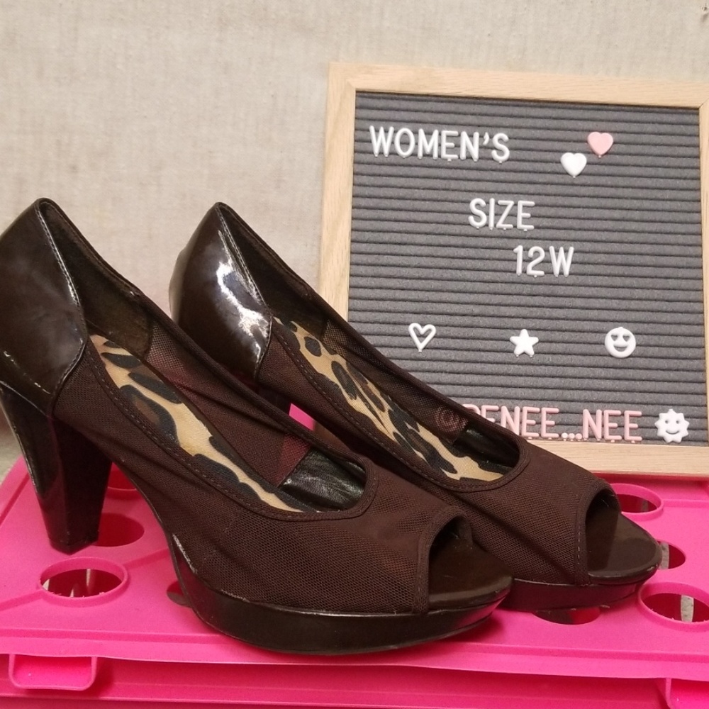 Brown Peep Toe Heels